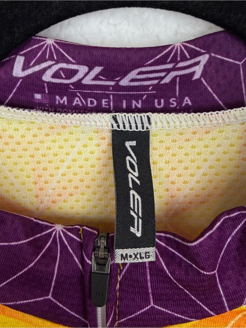 VOLER • Yellow/Purple Grizzly Peak Cyclists Short-Sleeve Cycling Jersey, XL - Picture 13 of 15